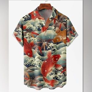Men's Hawaiian Vacation Style Fish Graphic Short Sleeve Shirts 1XL 2XL